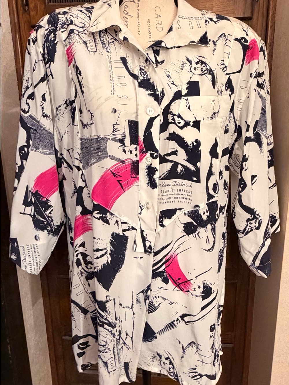 Vintage Escada by Margaretha Ley Silk Marlene Dietrich Pop Art Blouse